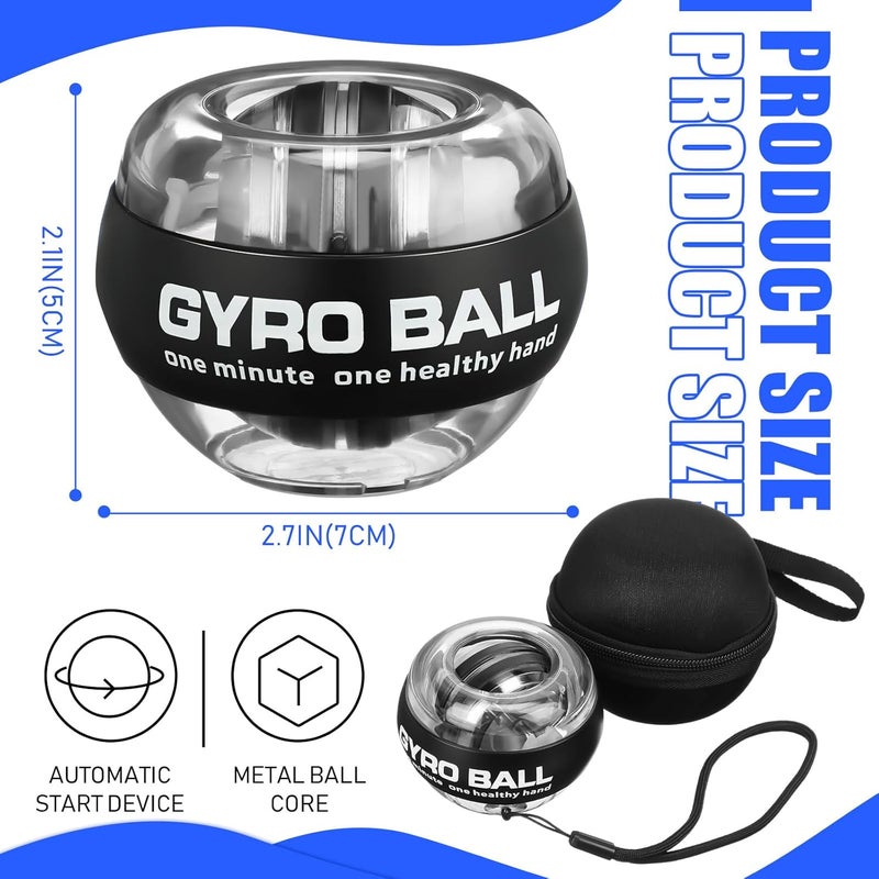 Glimin 4 Pcs Wrist Trainer Ball Auto Start Hand Gyro Ball Wrist Strengthener Self Starting Forearm Exerciser with Bag and Strap for Strengthening Arms Fingers Wrist Training - Image 2